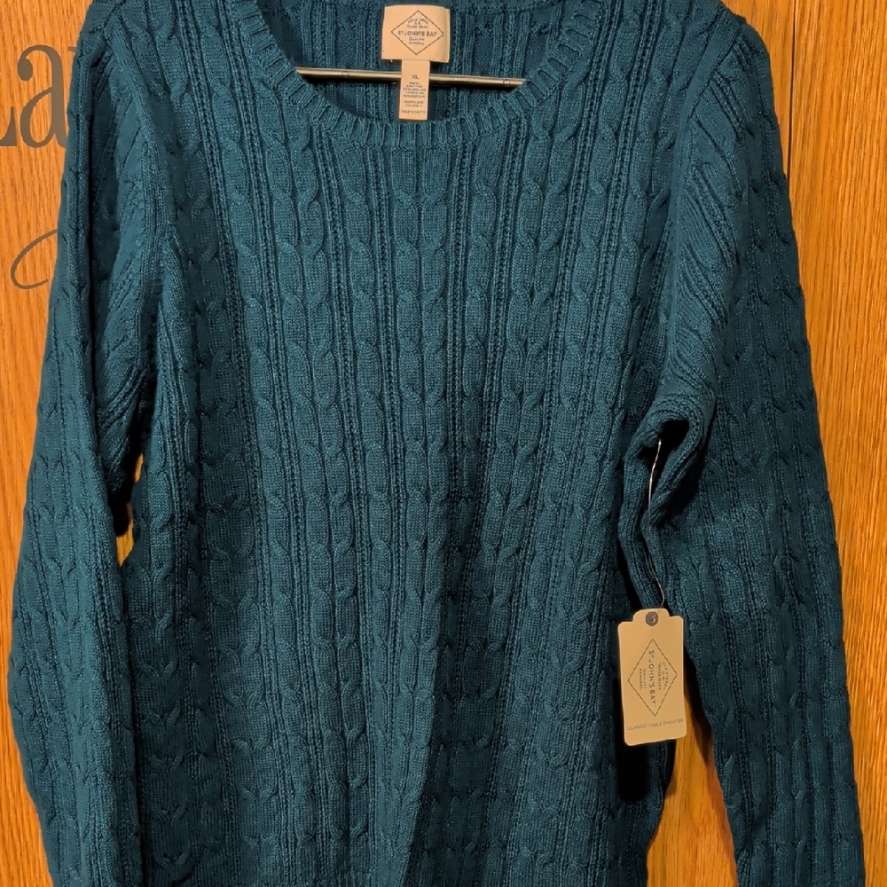St. John's Bay Teal Cable Knit Sweater